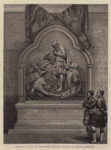 42वें हाइलैंडर्स के लिए स्मारक, हाल ही में डंकल्ड कैथेड्रल (उत्कीर्णन) में अनावरण किया गया द्वारा अंग्रेजी स्कूल