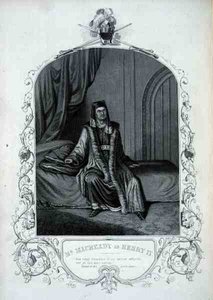 हेनरी चतुर्थ के रूप में मिस्टर मैकरेडी, विलियम शेक्सपियर (1564-1616) द्वारा हेनरी चतुर्थ में अधिनियम III दृश्य 1, (उत्कीर्णन) द्वारा अंग्रेजी स्कूल
