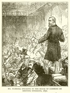 मि। प्लिस्मोल हाउस ऑफ़ कॉमन्स इन शिपिंग इंटरेस्ट्स, 1870 में बोल रहे थे