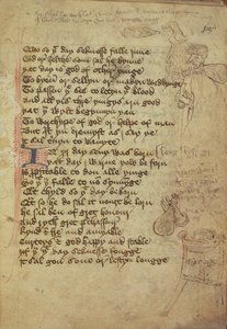 सुश्री हार्ले 1735 fol.7r एक चिकित्सक की नोटबुक से पृष्ठ जो मध्य अंग्रेजी (वेलम) में लिखा गया है द्वारा अंग्रेजी स्कूल