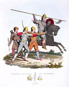 नॉर्मन नाइट और आर्चर, 1066, प्राचीन कवच से, सैमुअल रश मैरिक, 1824 द्वारा द्वारा अंग्रेजी स्कूल