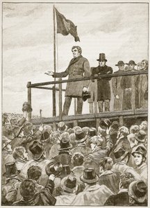 ट्रिम, 1843 की बैठक में ओकोनेल, इंग्लैंड के कैसल्स इलस्ट्रेटेड हिस्ट्री से चित्रण (सीपिया फोटो) द्वारा अंग्रेजी स्कूल