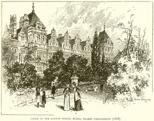 लंदन स्कूल बोर्ड के कार्यालय, टेम्स तटबंध (1892) द्वारा अंग्रेजी स्कूल