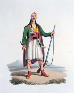 स्पाहिस का अधिकारी, 1818 (रंगीन एक्वाटिंट) द्वारा अंग्रेजी स्कूल