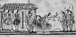 जेआर ग्रीन द्वारा &39;द ए शोर्ट हिस्ट्री ऑफ द इंग्लिश पीपल&39;, 1193-74 के अंश पर सिक्के प्राप्त करने और तौलने वाले अधिकारी, 1893 प्रकाशित द्वारा अंग्रेजी स्कूल
