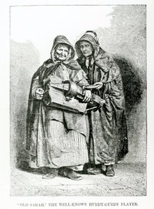 ओल्ड सारा द वेल-ज्ञात हर्डी-गुर्डी प्लेयर, c.1840 द्वारा अंग्रेजी स्कूल
