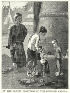 रंगून शिवालय के पवित्र मंच पर (उत्कीर्णन) द्वारा अंग्रेजी स्कूल