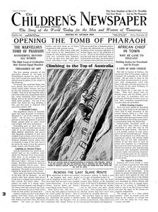 फिरौन के मकबरे को खोलना, द चिल्ड्रेन न्यूजपेपर से चित्रण, 13 जनवरी 1923 (अखबारी कागज)