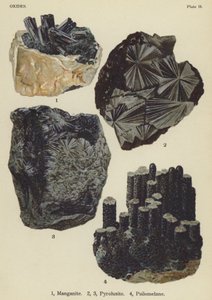 ऑक्साइड, मैंगनीज, पायरोलुसाइट, साइलोमेलेन (रंग लिथो) द्वारा अंग्रेजी स्कूल