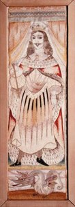 पैनल चार्ल्स द्वितीय (1630-85) c.1660 (साटन पर रेशम) के चित्र के साथ कशीदाकारी द्वारा अंग्रेजी स्कूल