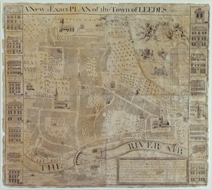 लीड्स की योजना, जॉन कॉसिन्स द्वारा सर्वेक्षण, c.1730 द्वारा अंग्रेजी स्कूल