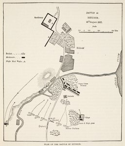 बिठूर की लड़ाई की योजना, 16 अगस्त 1857, इंग्लैंड के कैसल्स इलस्ट्रेटेड हिस्ट्री से द्वारा अंग्रेजी स्कूल