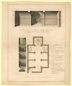 किंग हेनरी VII चैपल, वेस्टमिंस्टर एब्बे के तहत रॉयल वॉल्ट की योजना, 1737 में निर्मित द्वारा अंग्रेजी स्कूल