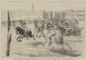 वेस्ट लंदन अस्पताल के फंड की सहायता में लिली ब्रिज पर पोलो मैच (उत्कीर्णन) द्वारा अंग्रेजी स्कूल