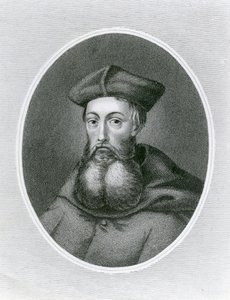 कार्डिनल रेजिनाल्ड पोल का पोर्ट्रेट (1500-58) (उत्कीर्णन) द्वारा अंग्रेजी स्कूल
