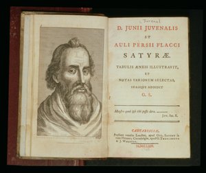 जुवेनल का चित्रण The द सैटायर्स ऑफ जुवेनल और औलियस फ्लैकस ’से, 1763 (उत्कीर्ण) द्वारा अंग्रेजी स्कूल
