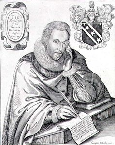 सर थॉमस ओवरबरी (1581-1613) का पोर्ट्रेट, रेनॉल्ड एलस्ट्रैक (1571-सी.1630) 1613 (उत्कीर्णन) द्वारा उकेरा गया, अपना एपिटाफ लिखते हुए द्वारा अंग्रेजी स्कूल