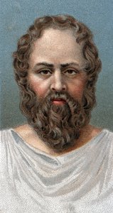 ग्रीक दार्शनिक सुकरात का चित्र (४६९-३९९ ईसा पूर्व) सुकरात - - श्रृंखला "" पुरुषों के नेता "" से - क्रोमोलिथोग्राफी - अंग्रेजी स्कूल, 20 वीं शताब्दी - द्वारा अंग्रेजी स्कूल