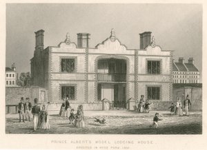 प्रिंस अल्बर्ट्स मॉडल लॉजिंग हाउस, महान प्रदर्शनी, 1851 द्वारा अंग्रेजी स्कूल