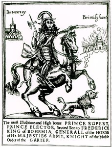 हॉर्सबैक पर राजकुमार रूपर्ट (उत्कीर्णन) (bw फोटो) द्वारा अंग्रेजी स्कूल