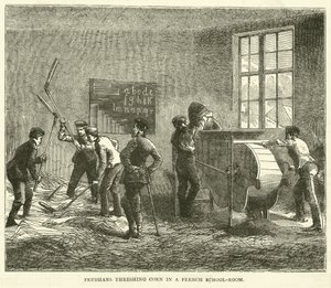 सितंबर 1870 में एक फ्रांसीसी स्कूल के कमरे में मकई की थ्रेशिंग मकई द्वारा अंग्रेजी स्कूल
