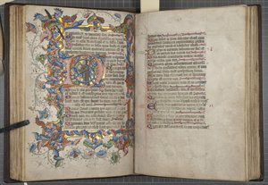 सारम उपयोग कैलेंडर के साथ साल्टर, फोल 40 वर्सो 41 रेक्टो, सी.1425-75 (वेल्लम पर स्याही, पेंट और सोना) द्वारा अंग्रेजी स्कूल