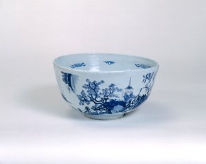 पंच कटोरा, संभवतः ब्रिसलिंगटन में बनाया गया, c.1675-1700 (टिन-चमकता हुआ मिट्टी के बरतन) द्वारा अंग्रेजी स्कूल