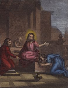 रिच साइमन ने एक शानदार दावत प्रदान की ... (रंगीन उत्कीर्णन) द्वारा अंग्रेजी स्कूल