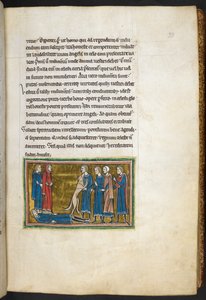 रॉयल 12 F.XIII, f.33 एक हत्यारे की पहचान करता कुत्ता। , बेस्टियरी (ff. 3-141), लैपिडरी (ff. 141v-149) से, 13वीं शताब्दी की दूसरी तिमाही (वेल्लम) द्वारा अंग्रेजी स्कूल