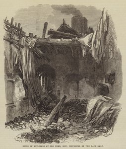 ओल्ड फोर्ड, बो में इमारतों के खंडहर, लेट गेल द्वारा नष्ट (उत्कीर्णन) द्वारा अंग्रेजी स्कूल