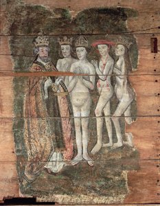 सेंट पीटर वेंबस्टन डूम से कुलीनता प्राप्त करते हैं, c.1500-20 (चित्रित लकड़ी) द्वारा अंग्रेजी स्कूल