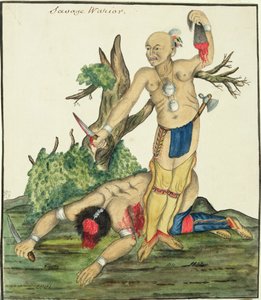 सैवेज वॉरियर, c.1800 (कागज पर पेन और wc) द्वारा अंग्रेजी स्कूल