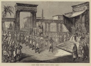 वर्डी के प्रसिद्ध ओपेरा "आइडा" (उत्कीर्णन) से दृश्य द्वारा अंग्रेजी स्कूल