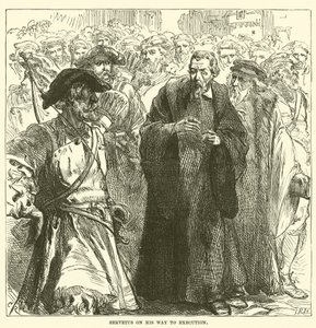 अपने रास्ते पर निष्पादन के लिए Servetus द्वारा अंग्रेजी स्कूल