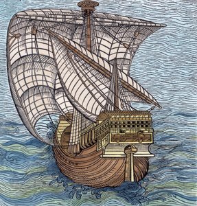 Ship द नैरेटिव ए क्रिटिकल हिस्ट्री ऑफ अमेरिका ’से कोलंबस टाइम का जहाज, जस्टिंग विंसर, लंदन, 1886 (बाद में रंगमंडल) द्वारा संपादित द्वारा अंग्रेजी स्कूल