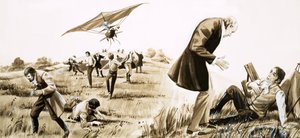 सर जॉर्ज केलीस कोचमैन 1852 में एक विमान उड़ाता है द्वारा अंग्रेजी स्कूल