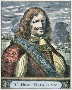 सर हेनरी मॉर्गन (c.1635-88) (रंगीन उत्कीर्णन) द्वारा अंग्रेजी स्कूल