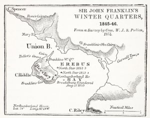 कॉम द्वारा एक सर्वेक्षण से सर जॉन फ्रैंकलिन विंटर क्वार्टर, 1845-1846 डब्ल्यूजेएस पुलेन 1854, पब। 1854 द्वारा अंग्रेजी स्कूल
