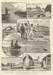 एक ऑस्ट्रेलियाई मिशन स्टेशन पर रेखाचित्र (उत्कीर्णन) द्वारा अंग्रेजी स्कूल