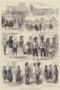 माल्टा में भारतीय सैनिकों के शिविर में रेखाचित्र (उत्कीर्णन) द्वारा अंग्रेजी स्कूल