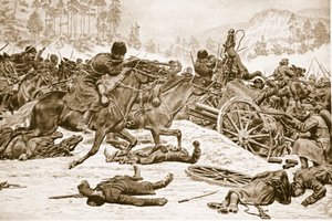 कार्पेथियन, 1914-19 में ड्यूक के दक्षिण में रूसियों द्वारा की गई ऊंचाइयों पर लड़ते हुए हठी द्वारा अंग्रेजी स्कूल