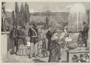 संस सूसी के बगीचे में रविवार दोपहर, पॉट्सडैम (उत्कीर्णन) द्वारा अंग्रेजी स्कूल