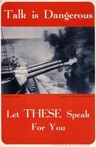 'बात करना खतरनाक है। लेट दिस स्पीक फॉर यू', WWII पोस्टर (कलर लिथो) द्वारा अंग्रेजी स्कूल