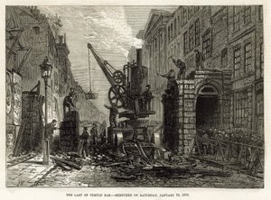 टेम्पल बार, लंदन। विध्वंस, 12 जनवरी 1878 द्वारा अंग्रेजी स्कूल
