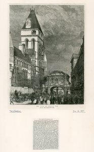 टेम्पल बार, लंदन। विध्वंस, 1877 द्वारा अंग्रेजी स्कूल