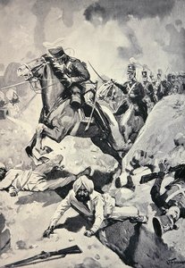 थाकवेल सिख अर्थवर्क्स, बैटल ऑफ सोबराओं के माध्यम से तीसरे लाइट ड्रैगून का नेतृत्व करते हैं द्वारा अंग्रेजी स्कूल