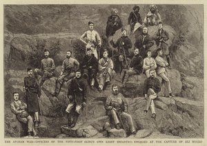 अफगान युद्ध, फिफ्टी-फर्स्ट (किंग्स ओन लाइट इन्फैंट्री) के अधिकारी अली मस्जिद (उत्कीर्णन) पर कब्जा करने में लगे हुए हैं द्वारा अंग्रेजी स्कूल