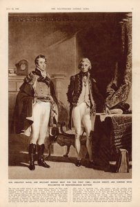द आर्मी और नेवी: लंदन इलस्ट्रेटेड न्यूज से आर्थर वेलेस्ली (1769-1852) ड्यूक ऑफ वेलिंगटन और लॉर्ड होरैटो नेल्सन (1758-1805) के बीच एक साक्षात्कार द्वारा अंग्रेजी स्कूल