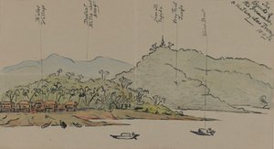 इरावदी, बर्मा, 1886 के बैंक (कागज पर कलम और स्याही के साथ wc) द्वारा अंग्रेजी स्कूल