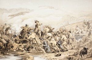 जॉन हॉवी (1735-93) द्वारा प्रकाशित &39;द स्कॉट्स वर्थिज के अनुसार होवी के दूसरे संस्करण, 1781&39; से ड्रमंडलॉग की लड़ाई, 1 जून 1679 द्वारा अंग्रेजी स्कूल